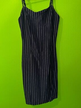 Cute Form Fitted Blue w/White Stripped Mini Dress